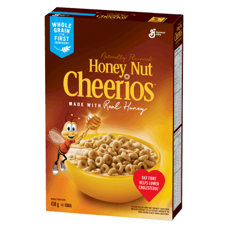 Cheerios CA, Honey Nut, front of pack, 430g